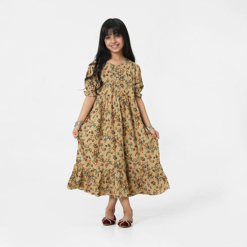 Brown Printed Dress